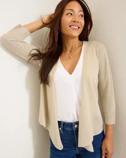 Tommy Bahama Addison Shimmer Linen-Blend Cardigan-Women Sweaters