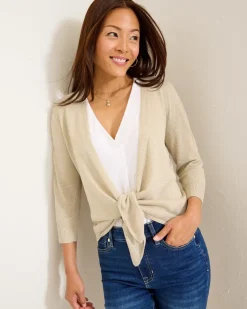 Tommy Bahama Addison Shimmer Linen-Blend Cardigan-Women Sweaters