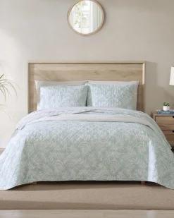 Tommy Bahama Art of Palms Reversible 3-Piece Full/Queen Quilt Set- Quilts & Blankets
