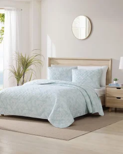 Tommy Bahama Art of Palms Reversible 3-Piece Full/Queen Quilt Set- Quilts & Blankets