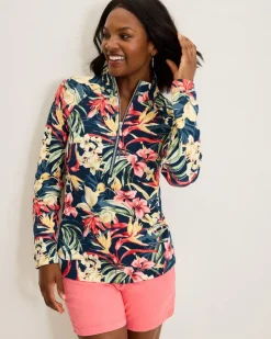 Tommy Bahama Aruba Flora Amora Half-Zip Sweatshirt-Women Loungewear|Jackets
