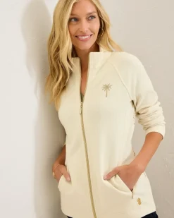 Tommy Bahama Aruba Portico Palma Embroidered Full-Zip Sweatshirt-Women Loungewear|Jackets