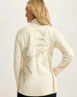 Tommy Bahama Aruba Portico Palma Embroidered Full-Zip Sweatshirt-Women Loungewear|Jackets