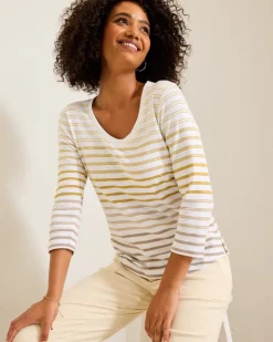 Tommy Bahama Ashby Isles Horizon Stripe 3/4-Sleeve T-Shirt-Women Loungewear|Tops & Shirts