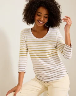 Tommy Bahama Ashby Isles Horizon Stripe 3/4-Sleeve T-Shirt-Women Loungewear|Tops & Shirts