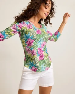 Tommy Bahama Ashby Isles Jungle Jewels 3/4-Sleeve T-Shirt-Women Loungewear|Tops & Shirts