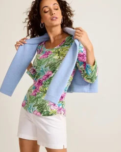 Tommy Bahama Ashby Isles Jungle Jewels 3/4-Sleeve T-Shirt-Women Loungewear|Tops & Shirts
