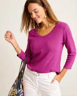 Tommy Bahama Ashby Isles Scoop-Neck 3/4-Sleeve T-Shirt-Women Loungewear|Tops & Shirts