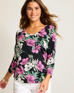Tommy Bahama Ashby Isles Villa Garden 3/4-Sleeve T-Shirt-Women Loungewear|Tops & Shirts