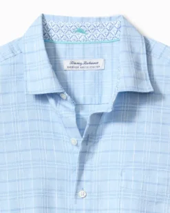 Tommy Bahama Barbados Breeze Playa Plaid Stretch-Linen Long-Sleeve Shirt- Shirts