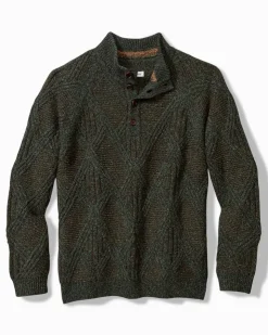 Tommy Bahama Beachscape Cable Button-Mock Sweater- Sweaters