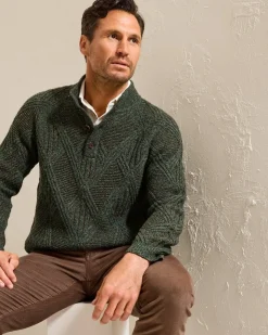 Tommy Bahama Beachscape Cable Button-Mock Sweater- Sweaters