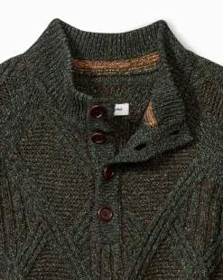 Tommy Bahama Beachscape Cable Button-Mock Sweater- Sweaters
