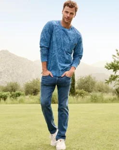 Tommy Bahama Ben & Terry Twilight Palms Crew Sweatshirt- Sweatshirts