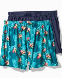 Tommy Bahama Big & Tall Tropical Print & Solid Knit Boxers—2-Pack- Underwear
