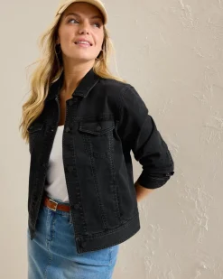 Tommy Bahama Black Classic Jean Jacket-Women Jackets