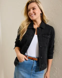 Tommy Bahama Black Classic Jean Jacket-Women Jackets