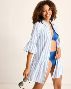Tommy Bahama Bonita Stripe Coverup Shirt Dress-Women Beach Coverups|Dresses