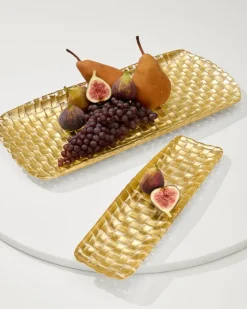 Tommy Bahama Braided Glass Serving Trays — Set of 2- Drinkware & Bar