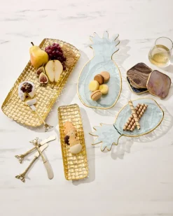 Tommy Bahama Braided Glass Serving Trays — Set of 2- Drinkware & Bar