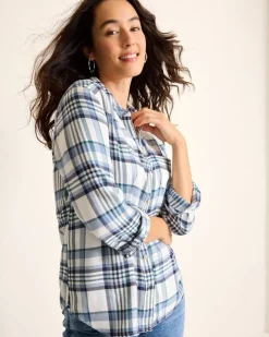 Tommy Bahama Breezy Shoreline Flannel Shirt-Women Tops & Shirts