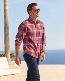 Tommy Bahama Canyon Beach Fireside Check Stretch Flannel Shirt- Shirts