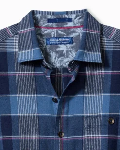 Tommy Bahama Canyon Beach Pebble Cay Plaid Stretch Flannel Shirt- Shirts
