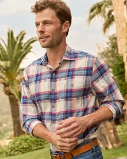 Tommy Bahama Canyon Beach Window Pane Stretch Flannel Shirt- Shirts