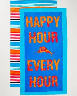 Tommy Bahama Cape Coral & Happy Hour Beach Towels — Set of 2- Beach Accessories|Beach Towels
