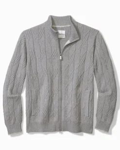 Tommy Bahama Capital Cable Full-Zip Cardigan- Sweaters