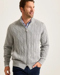 Tommy Bahama Capital Cable Full-Zip Cardigan- Sweaters