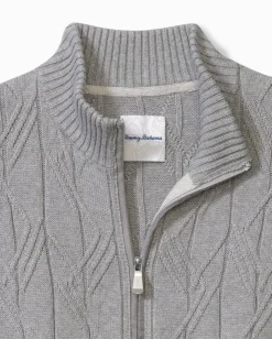 Tommy Bahama Capital Cable Full-Zip Cardigan- Sweaters