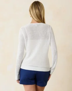 Tommy Bahama Cedar Linen Long-Sleeve V-Neck Sweater-Women Sweaters|Tops & Shirts