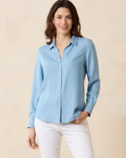 Tommy Bahama Chambray All Day Long-Sleeve Shirt-Women Tops & Shirts