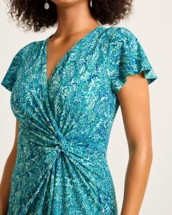 Tommy Bahama Clara Playa Python Short-Sleeve Faux-Wrap Dress-Women Dresses