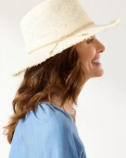 Tommy Bahama Classic Packable Hat with Fringe-Women Hats & Caps