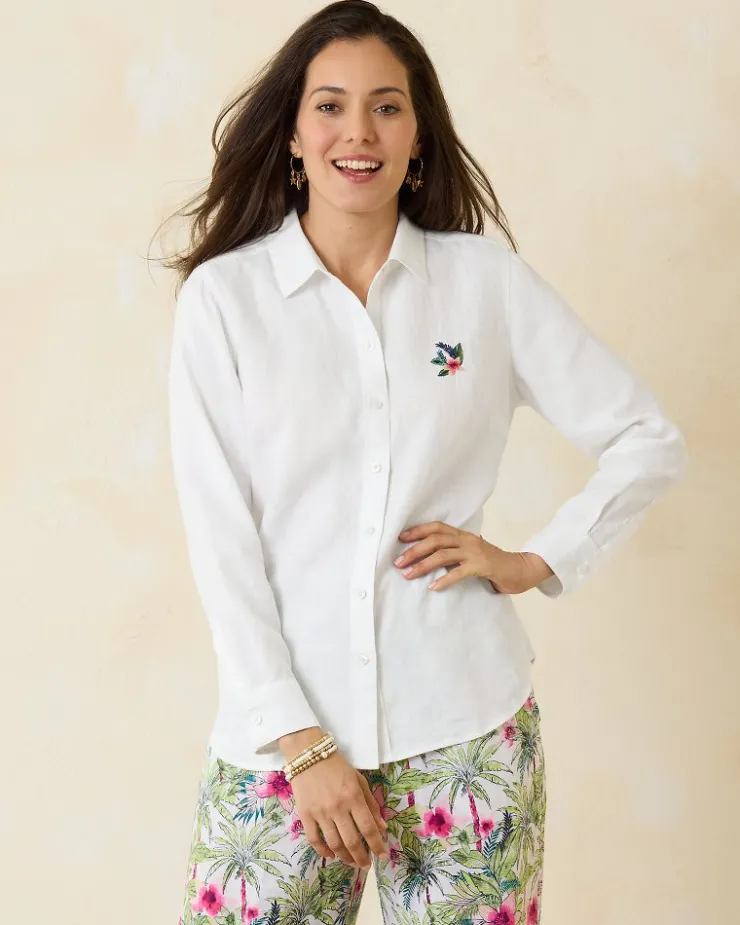 Tommy Bahama Coastalina Coastal Palms Linen Shirt-Women Tops & Shirts