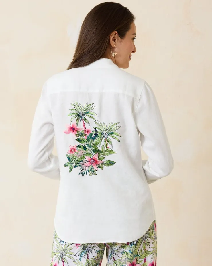 Tommy Bahama Coastalina Coastal Palms Linen Shirt-Women Tops & Shirts