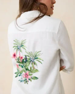 Tommy Bahama Coastalina Coastal Palms Linen Shirt-Women Tops & Shirts