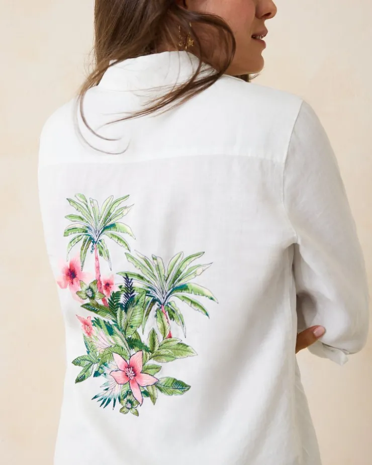Tommy Bahama Coastalina Coastal Palms Linen Shirt-Women Tops & Shirts