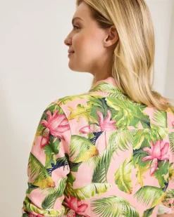 Tommy Bahama Coastalina Frond Royal Linen Shirt-Women Tops & Shirts