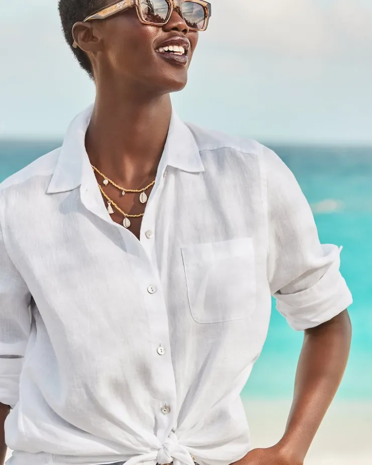 Tommy Bahama Coastalina Relaxed Long-Sleeve Linen Top-Women Tops & Shirts