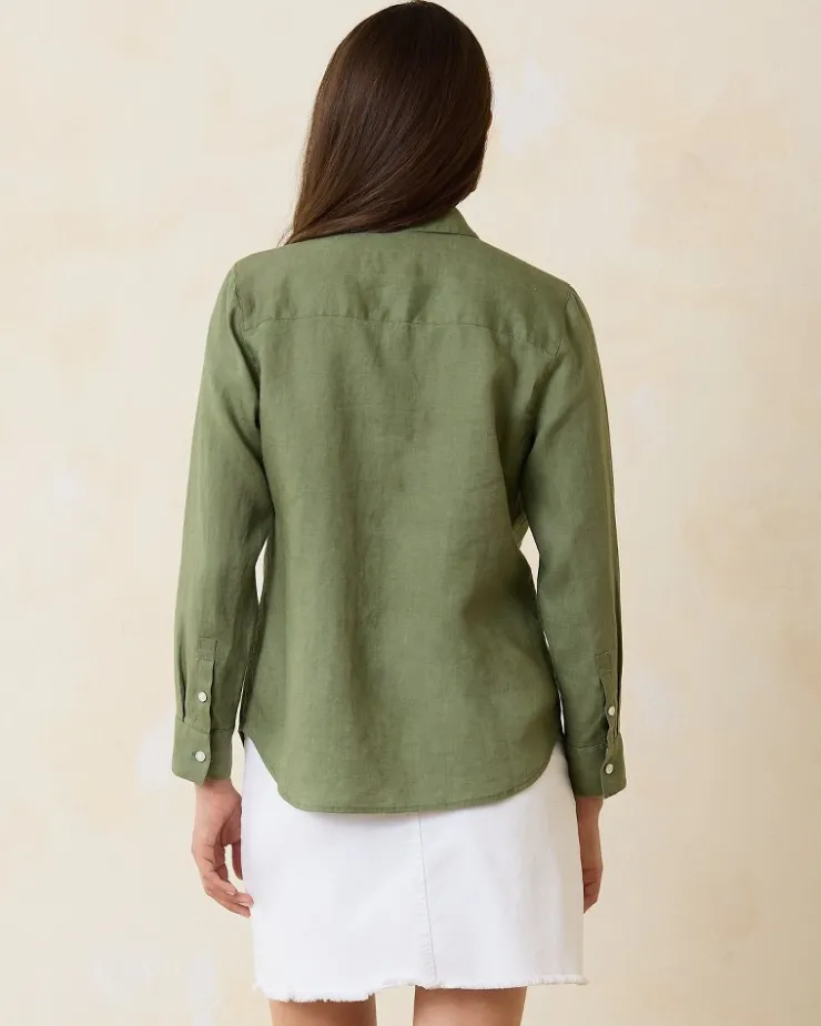 Tommy Bahama Coastalina Utility Linen Shirt-Women Tops & Shirts