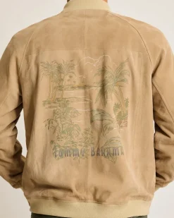 Tommy Bahama Collector's Series '24 Paradise Oasis Suede Bomber Jacket- Jackets & Outerwear