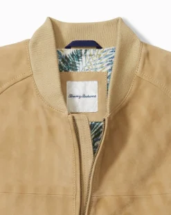 Tommy Bahama Collector's Series '24 Paradise Oasis Suede Bomber Jacket- Jackets & Outerwear