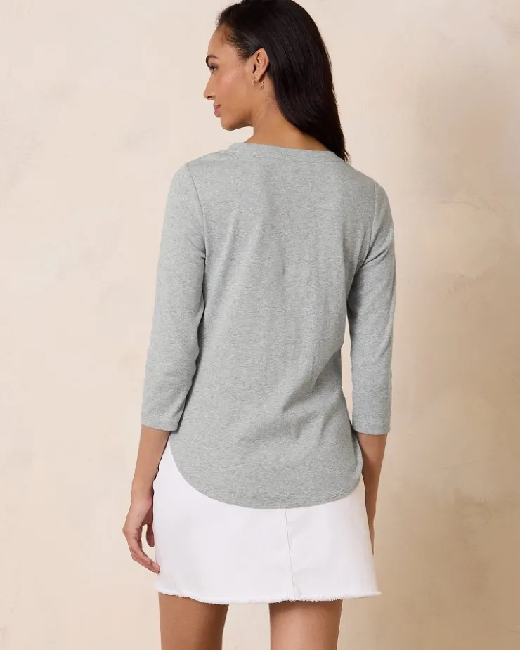 Tommy Bahama Collegiate Ashby Isles Rib 3/4-Sleeve T-Shirt-Women Tops & Shirts