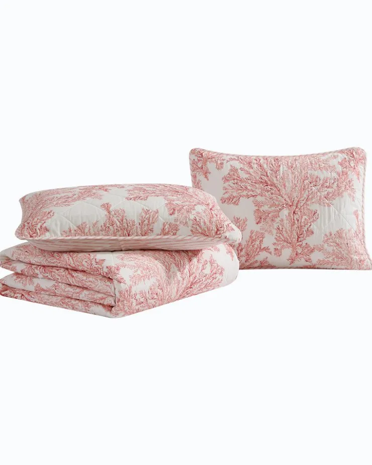 Tommy Bahama Coral Garden Reversible 2-Piece Twin Quilt Set- Quilts & Blankets