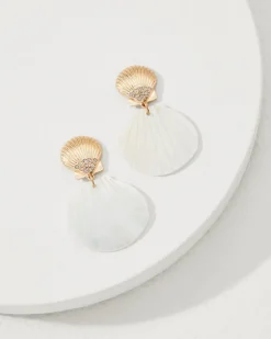 Tommy Bahama Coral Isles Mother of Pearl & Shell Statement Drop Earrings-Women Jewelry