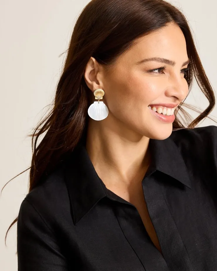 Tommy Bahama Coral Isles Mother of Pearl & Shell Statement Drop Earrings-Women Jewelry