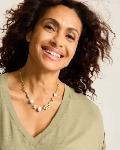 Tommy Bahama Coral Isles Semi-Precious Stone & Pearl Station Necklace-Women Jewelry